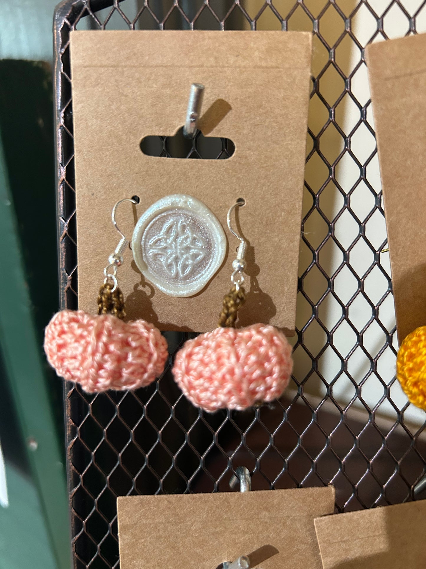 Crocheted Pumpkin Earrings by Jordan