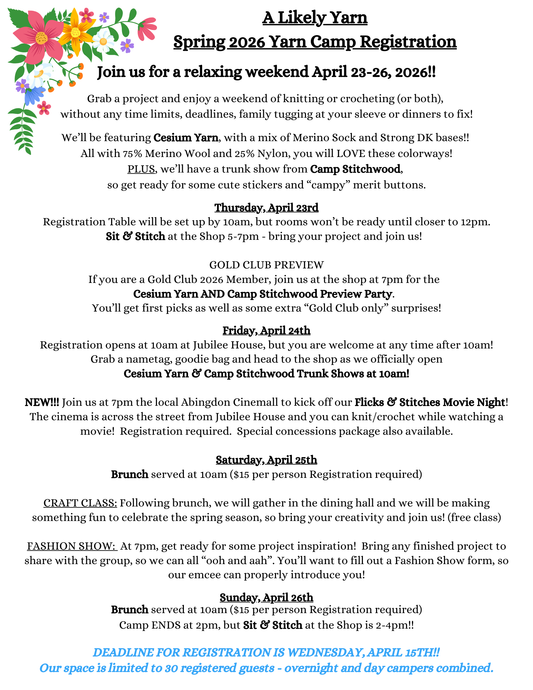 Spring 2026 Yarn Camp Registration - Day Camper