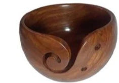 Purple Heart Teak Wood Yarn Bowl