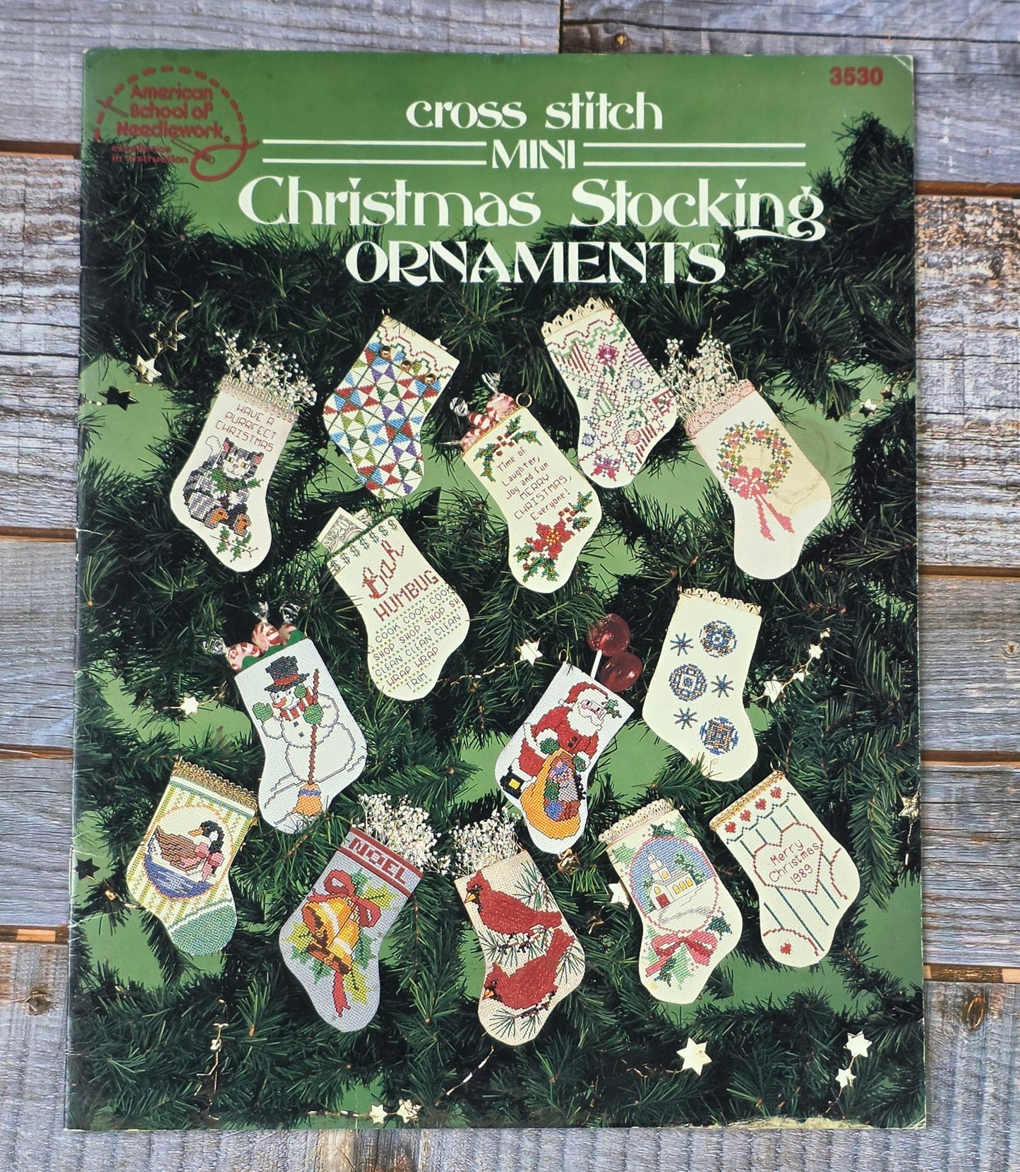 American School of Needlework: Cross Stitch Mini Christmas Stocking Ornaments Pattern