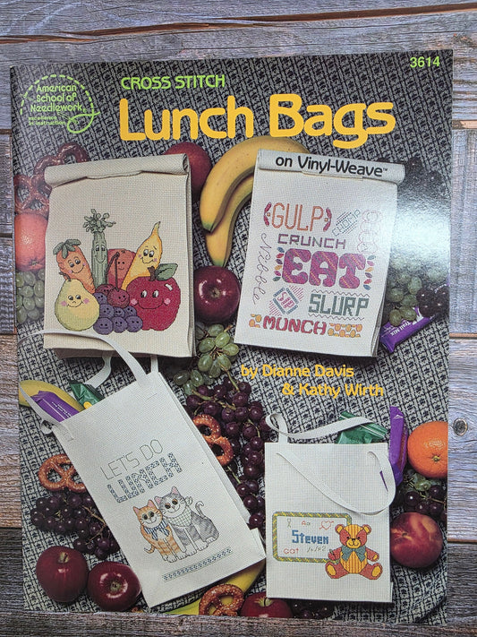 American School of Needlework: Cross Stitch Lunch Bags on Vinyl Weave Pattern