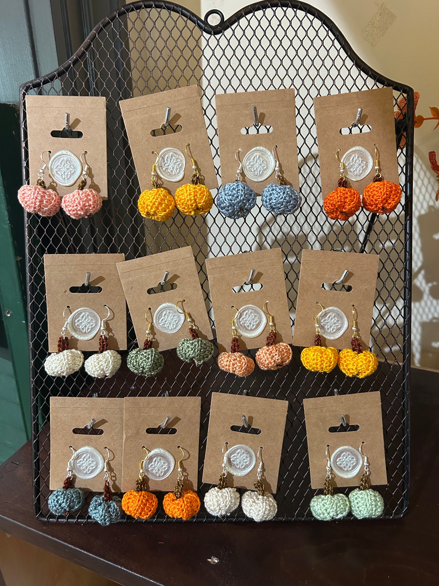 Crocheted Pumpkin Earrings by Jordan