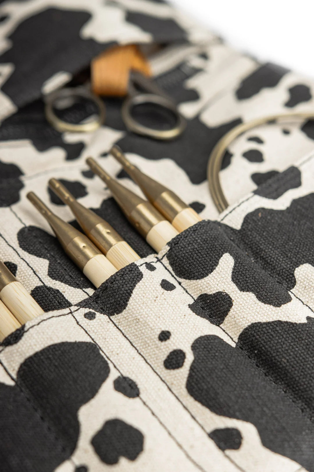 Muud Stockholm Canvas Cow Print Interchangeable Needle Organizer