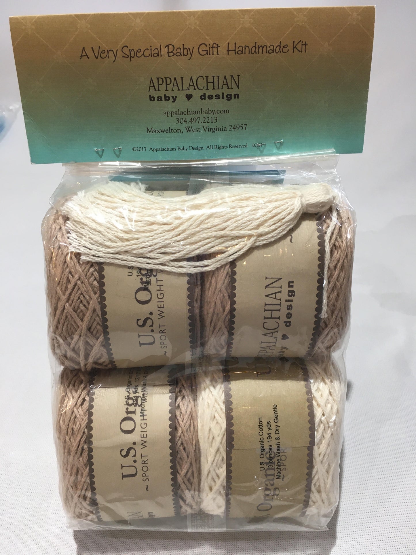 Yarn Ball of U.S. Organic Cotton Sport Weight-3 oz/194 yd/177m